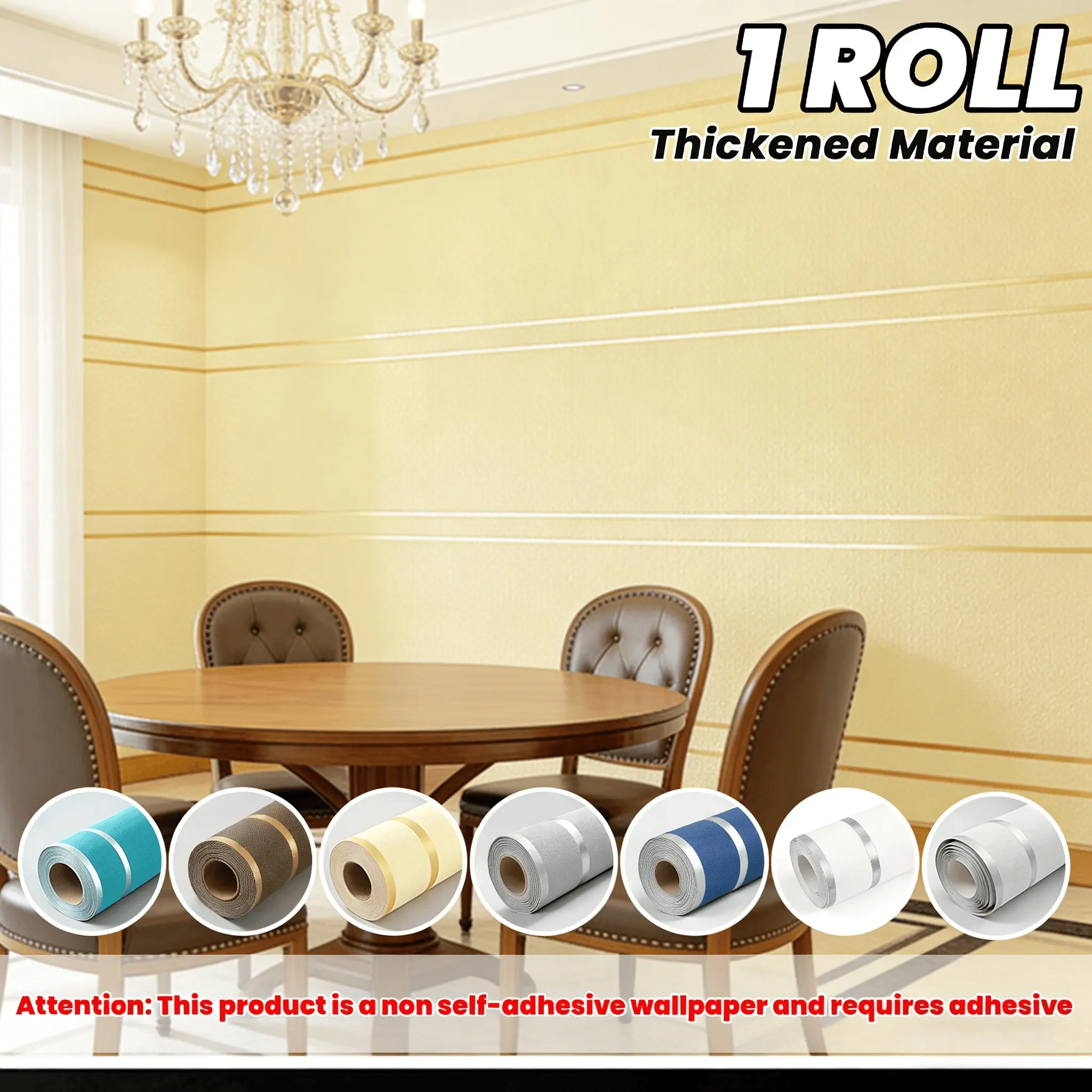 Modern Minimalist Striped Wallpaper, Non-Stick, Thick Non-Woven Material, Multiple Colors, Suitable for Living Room, Bedroom, TV Background