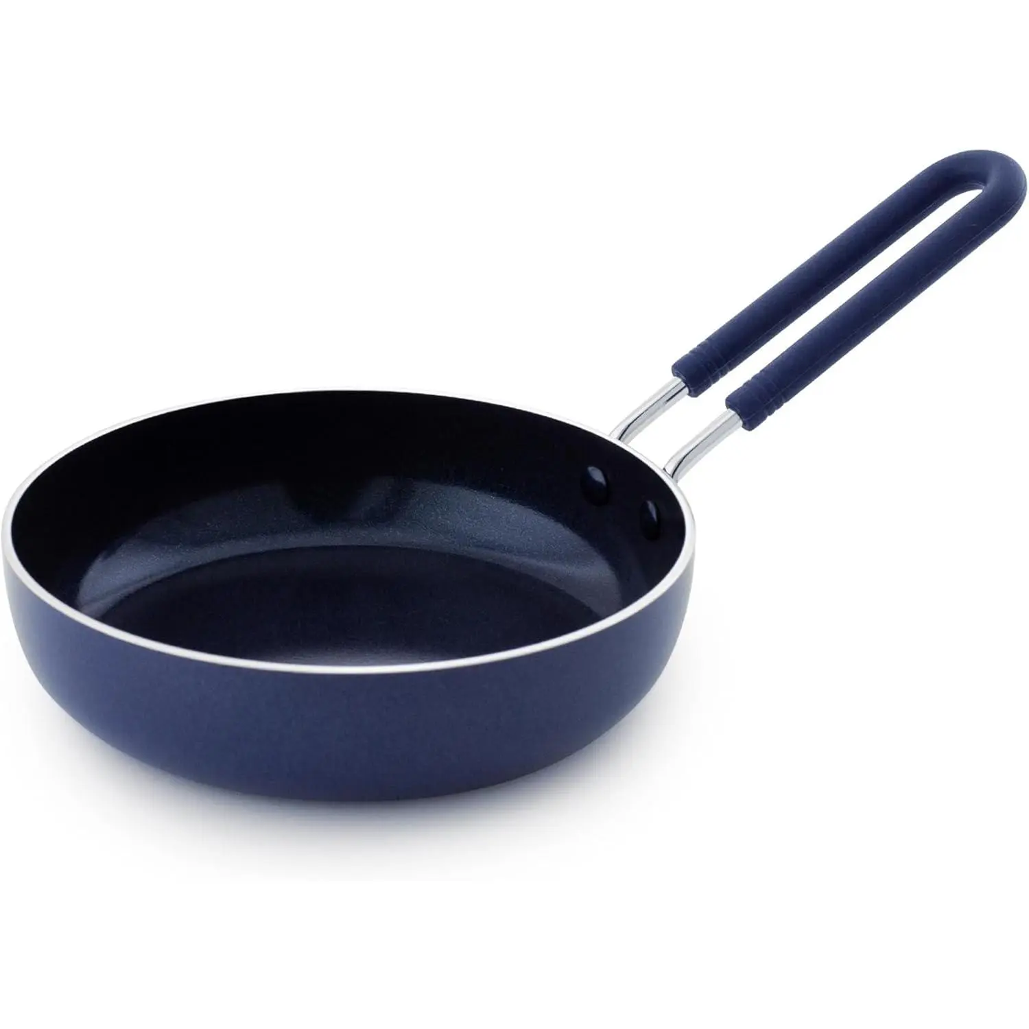 Mini Egg Frying Pan Skillet, Diamond Infused Healthy Ceramic Nonstick, PFAS and PFOA-Free, Dishwasher and Oven Safe, Even Heating, Metal Utensil Safe, Warp Control Base, Blue