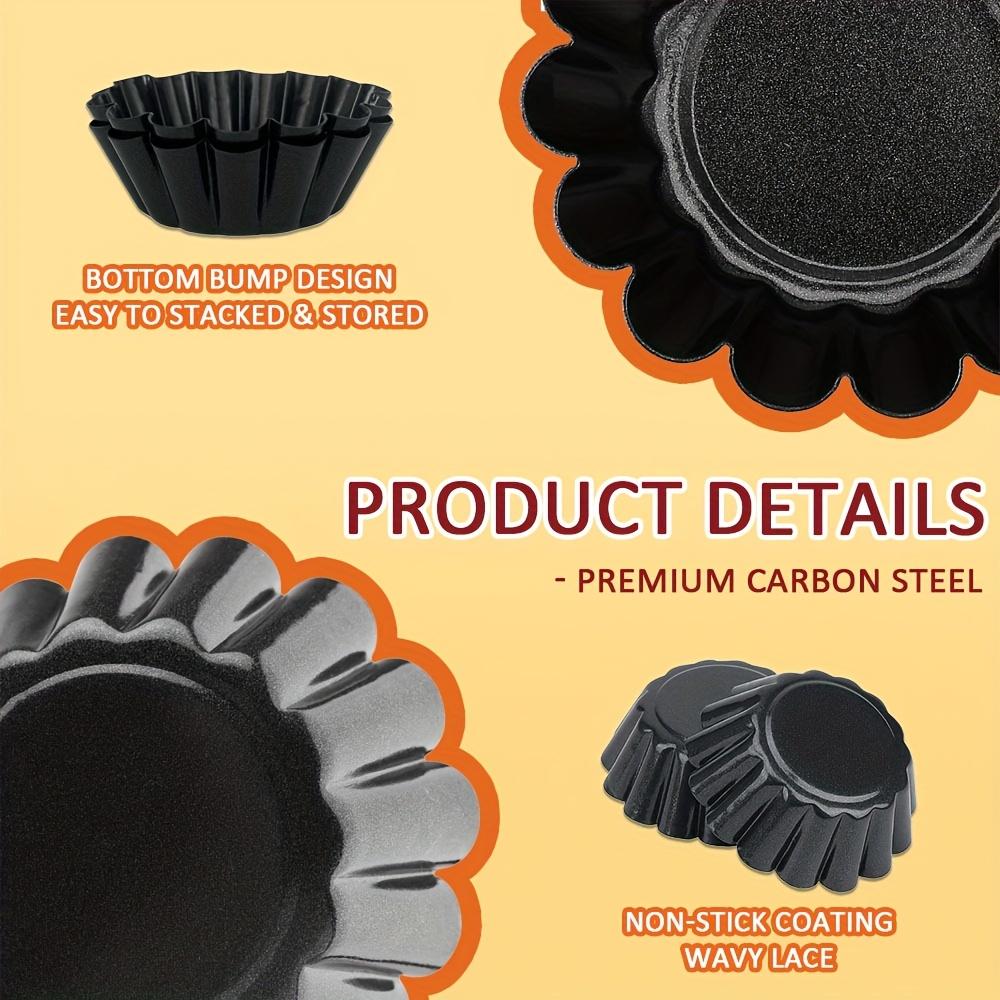 For Home Baking & Birthday Parties, Mini Dessert Baking Solution, Non-stick Carbon Steel Mini Tart Pans, Easy Release High Temp Resistant Durable, Effortlessly Handle Batch Mini Dessert Baking, 18 Pack