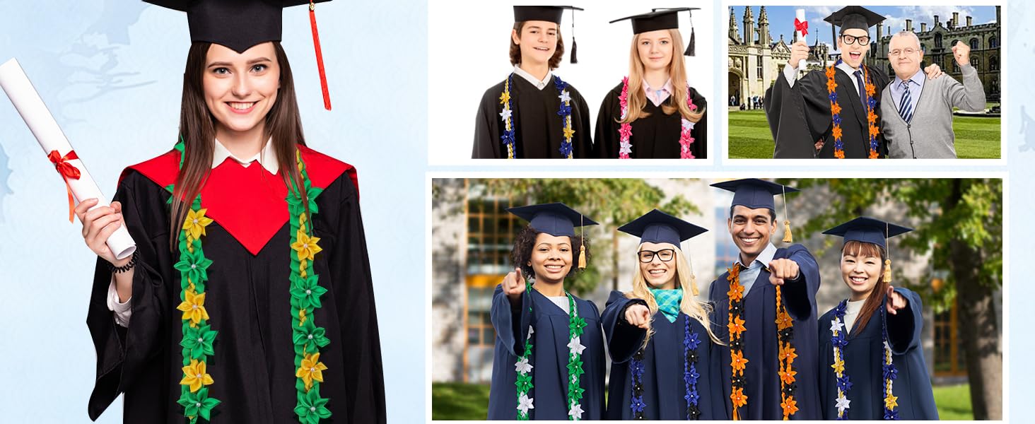 Graduation Flower Lei Hawaiian Floral Necklace for Graduation Ceremony Graduation money lei Gift for Women Men