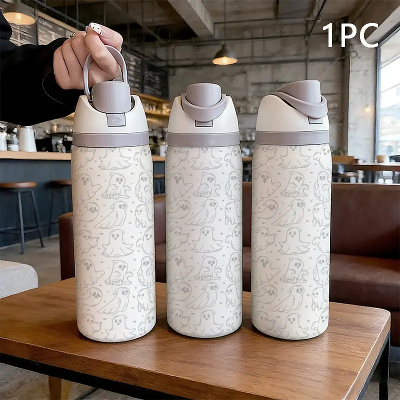 32oz Stainless Steel Water Bottle, Ghost Line Design, Dual Mouth, Insulated Tumbler, Perfect Gift, Portable for Home, Outdoor, Daily Use, Insulated Water Bottles, Drinkware
