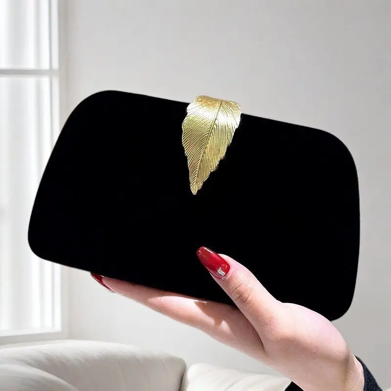 Evening Clutch Bag, Fashionable Embellished Burgundy Velvet Women's Clutch-Wristlet with Gold Leaf Clasp, Vintage Shoulder Purse for Wedding Party, Cocktail Dress (Sports & Outdoor Rainwear Accessory), Fashionable Embellished Clutch