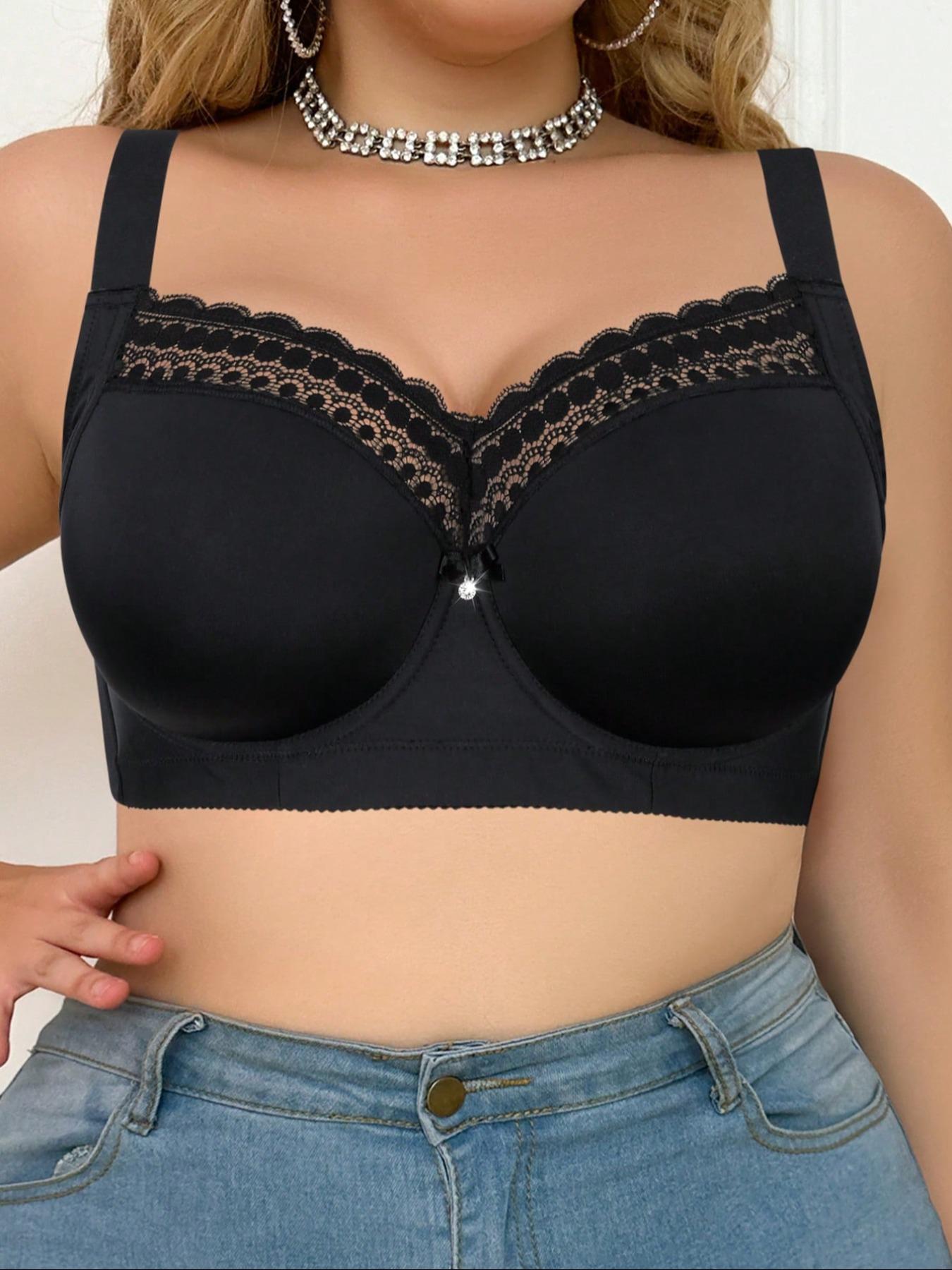 Women's Plus Size Bras Basic Casual Style Bra Supportive Medium Underwire Bra Full Coverage Bra Push Up Lingerie Anti Sagging Bra Comfort Smooth and Sexy Lace Bra Elegant Simple Bra Everyday Bra Halloween Lingerie Sports Bras for women