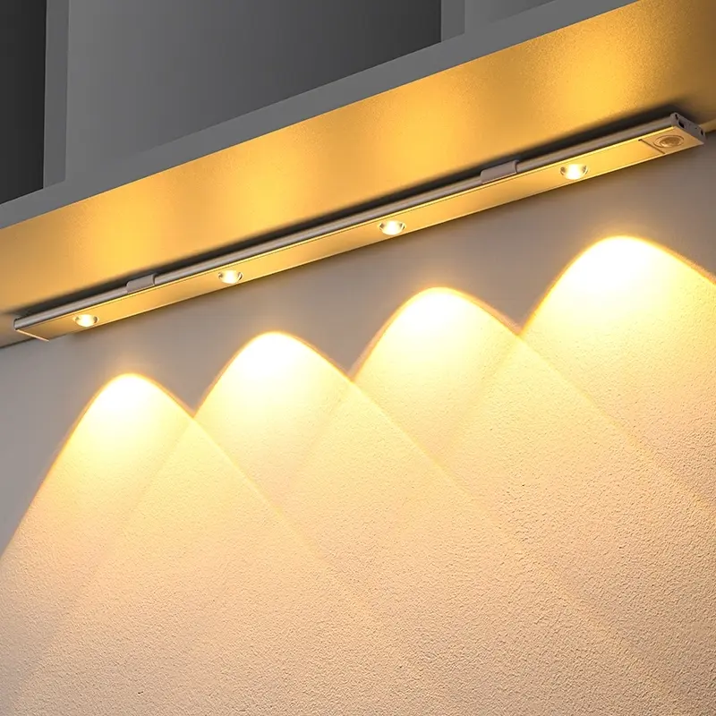 Ultra-Thin Smart Motion Sensor LED Cabinet Light, USB Rechargeable Self-Adhesive, Ideal for Kitchen, Bedroom, Hallway Cabinets