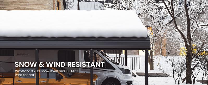 RoyalCraft 20x20 FT Metal Carport, Heavy Duty Canopy with Updated Roof & Enhanced Base, Multi-Use Carport Garage for Car, Truck, Boat, Tractors, Party