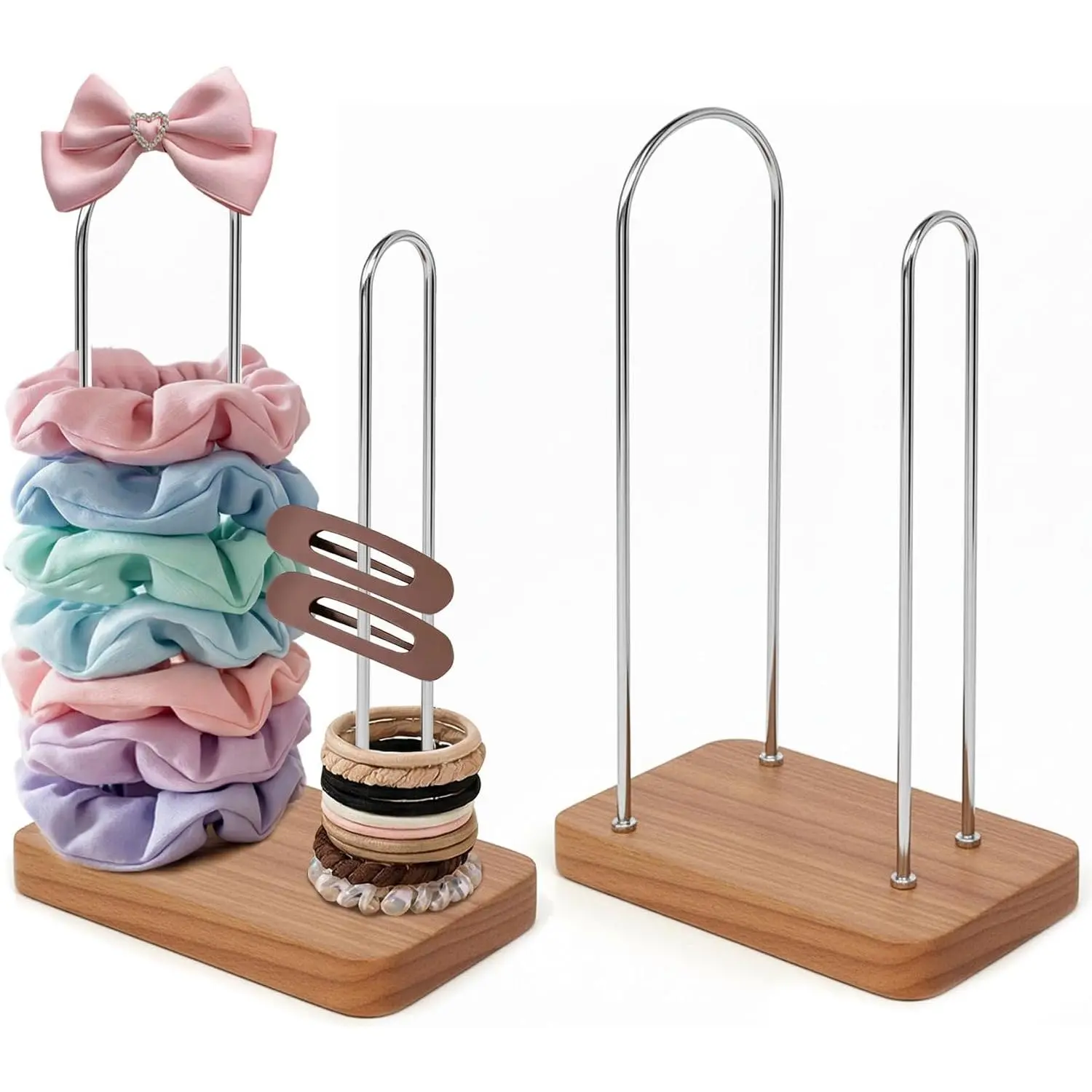 2 count Hair Tie Holder Organizer, Scrunchie Holder Stand for Women Girls, Hair Accessories Storage Organizer, Scrunchie Organizer for  Countertop and Bathroom ()