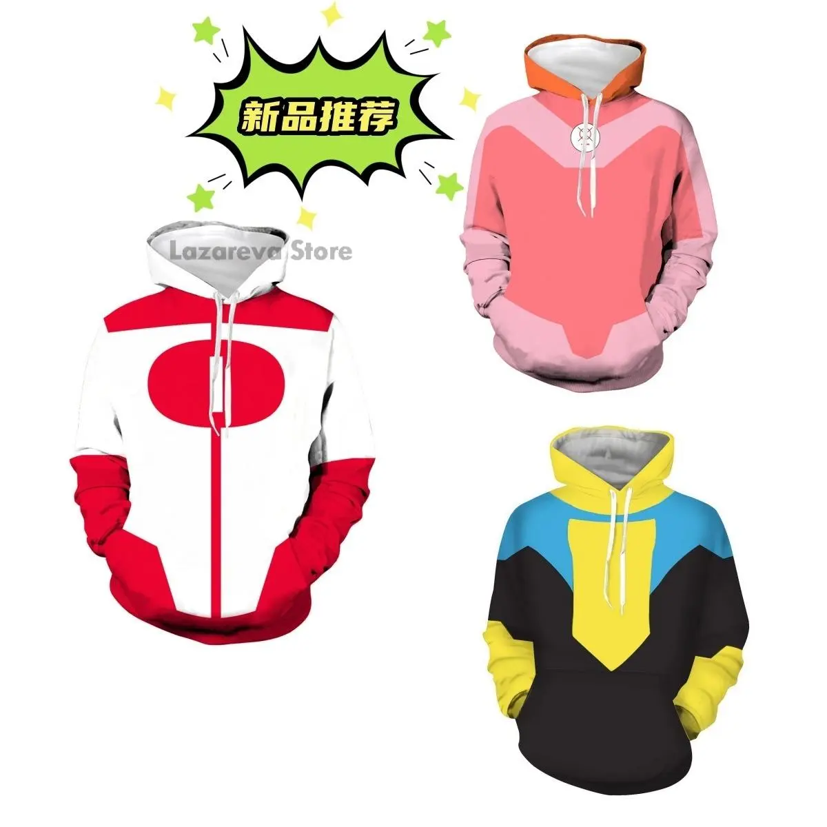 Anime Superboy Invincible Mark Grayson Unisex Cosplay Wear, 3D Printed Polyester Hooded Jacket, Multi-Size Pullover Sweatshirt Streetwear for Festive & Party Supplies, Pull-Over Cut