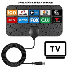 Indoor Digital TV Antenna, HD Signal Enhanced, Compatibility, 50 Miles Long Range, Peel-and-Stick Installation, Access Free Local Channels, Works for Home, Office & Caravan