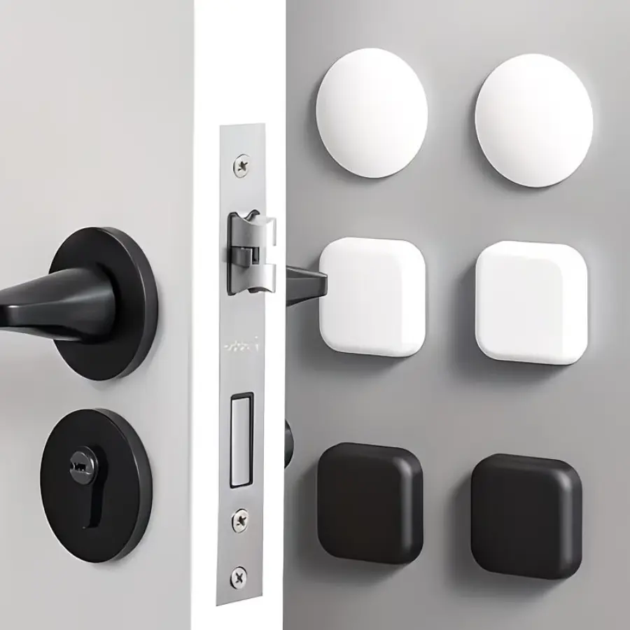 6-Pack White Self-Adhesive Door Handle Wall Protectors – Soft Rubber Anti-Collision Bumpers and Door Stoppers for Home Use