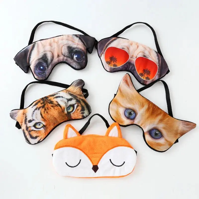 1PC Cartoon Sleeping Mask Plush Blindfold Eye Shade Cover Eyeshade Cute Animal Eye Mask For Travel Home Party Gifts Droshop