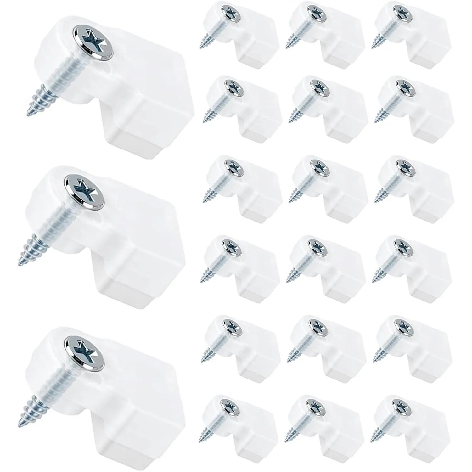 25 Pack Glass Retainer Clips with Screws -  Cabinet, Window, Door & Mirror Fixing Clips - Durable Transparent Panel Holder (Clear)