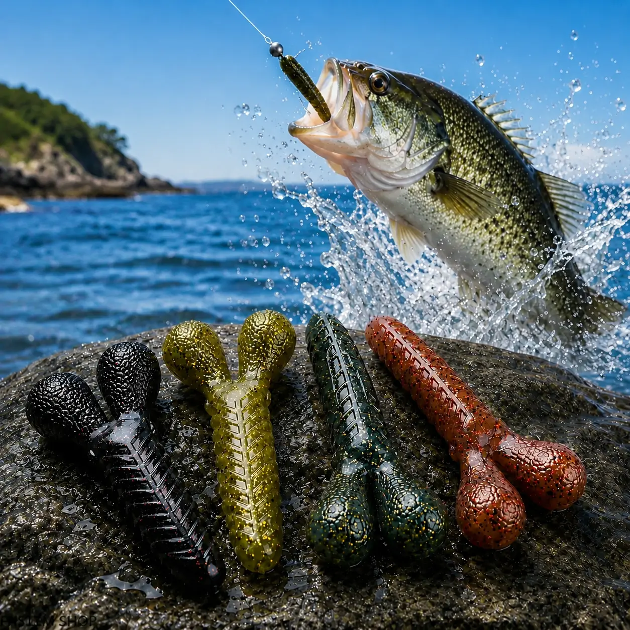 7-Piece Soft Plastic Shrimp Fishing Lures, 1.9in Finesse Drop Shot Baits with Lifelike Action for Bass & Trout, Freshwater-Saltwater Fishing Tackle, Fishing Lure