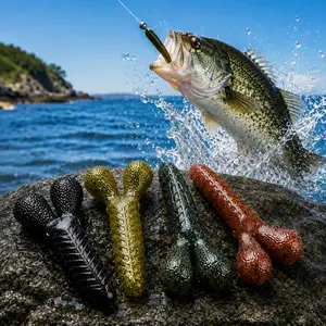 7Pcs Soft Plastic Shrimp Worm Fishing Lures, Lead-Free Drop Shot Bait With Lifelike Swimming Action, Finesse Tackle For Bass Crappie Trout Panfish, Freshwater & Saltwater Gear For Kayak Pond Lake Fishing