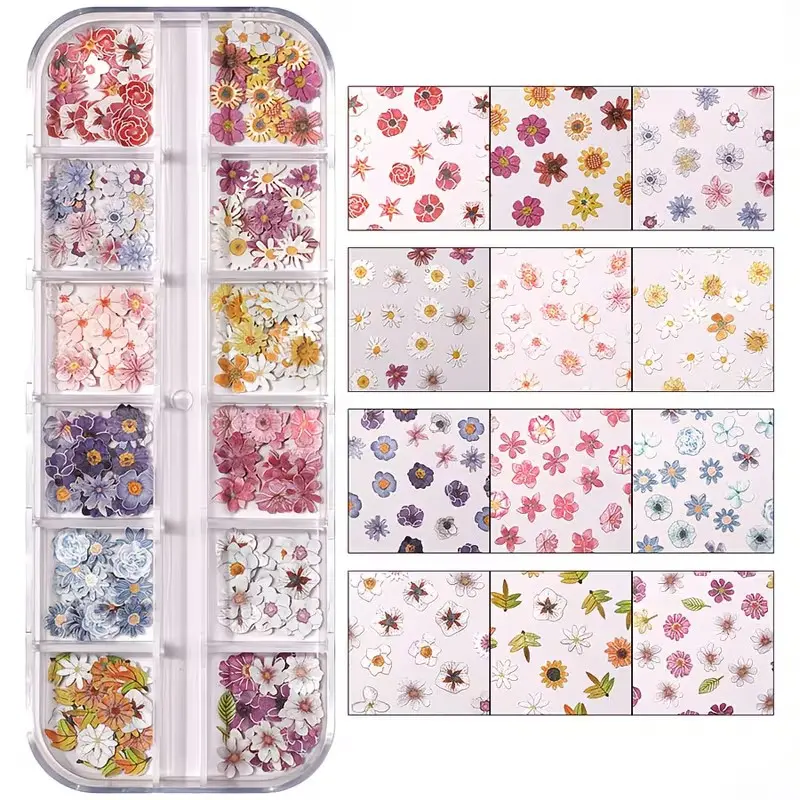 240pcs 3D Wood Pulp Flower Nail Art Stickers, Transparent Nail Decals for DIY Manicure Design, Perfect for Nail Decoration & Craft Projects, Diy Nails