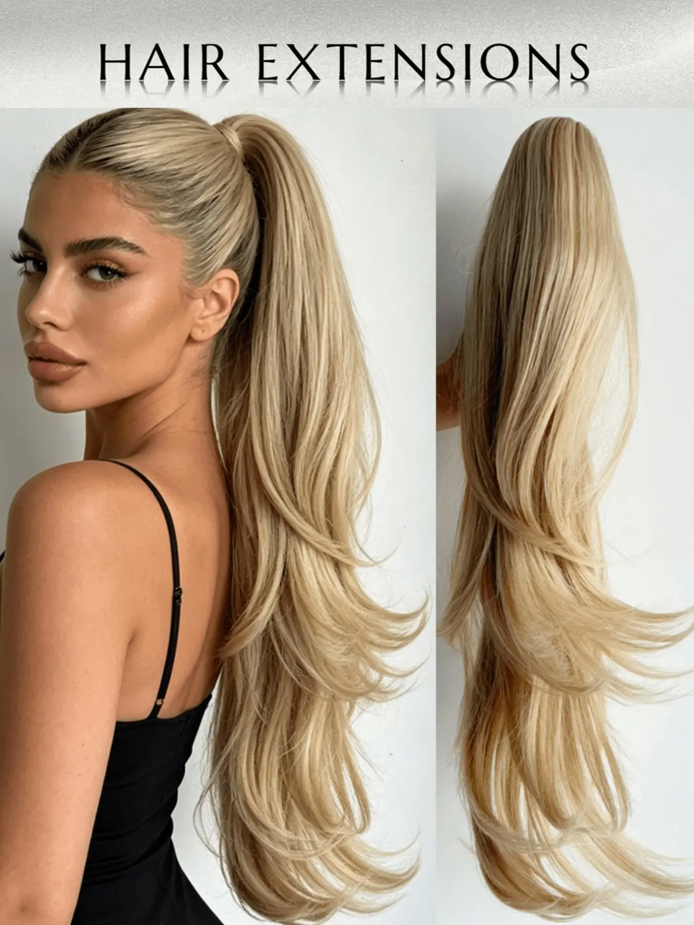 24-Inch Claw Clip Ponytail Extension, Long Layered, Heat-Resistant Natural Ponytail, Ideal for Daily Use, Hair Extensions