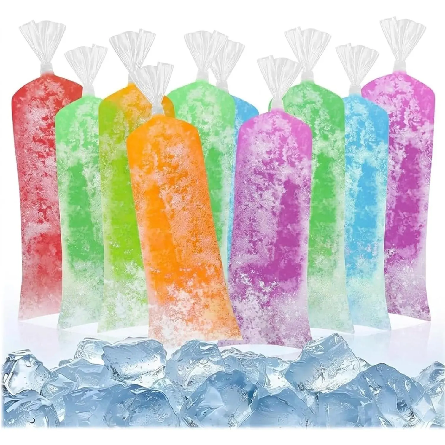 [Summer Essentials]120PCS Ice Candy Plastic Bags for Homemade Popsicles 4 x 12 inches Ice Candy Bolsas para bolis de hielo mexicanos Freeze Bags Popsicle Wrappers Yogurt Ice Cream Smoothie Mold Baggift