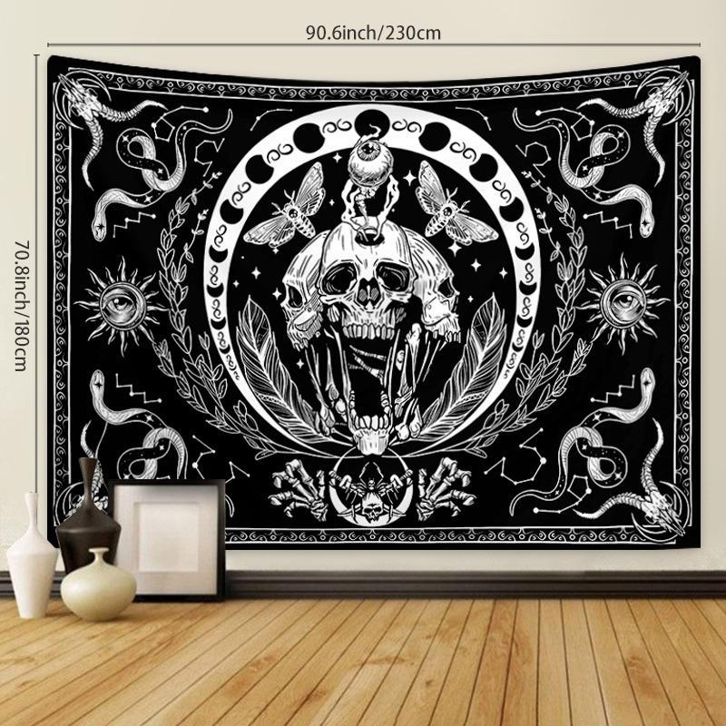 Skeleton Tapestry, Mandala Skull Printed 1 Count Skull Wall Hanging Snake Moth Wall Towel, Aesthetic Wall Art Decor Hippie Tapestry for Bedroom Living Room, Wall Tapestries, Halloween