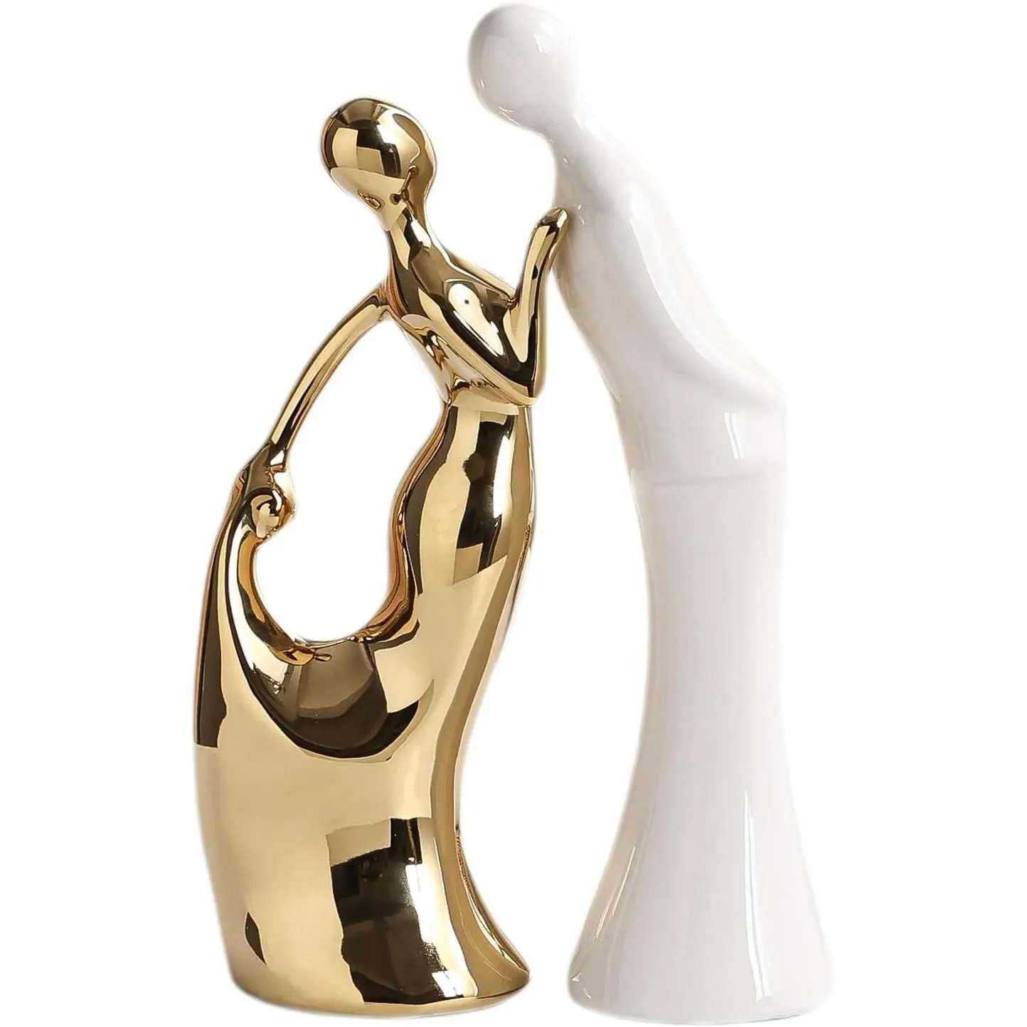 Ceramic Couple Statues  Decor Lover Sculpture Figurine Modern | Abstract Art Decorative Accent Dining Table Decorations for Living Room Bedroom Bookshelf Office (White and )