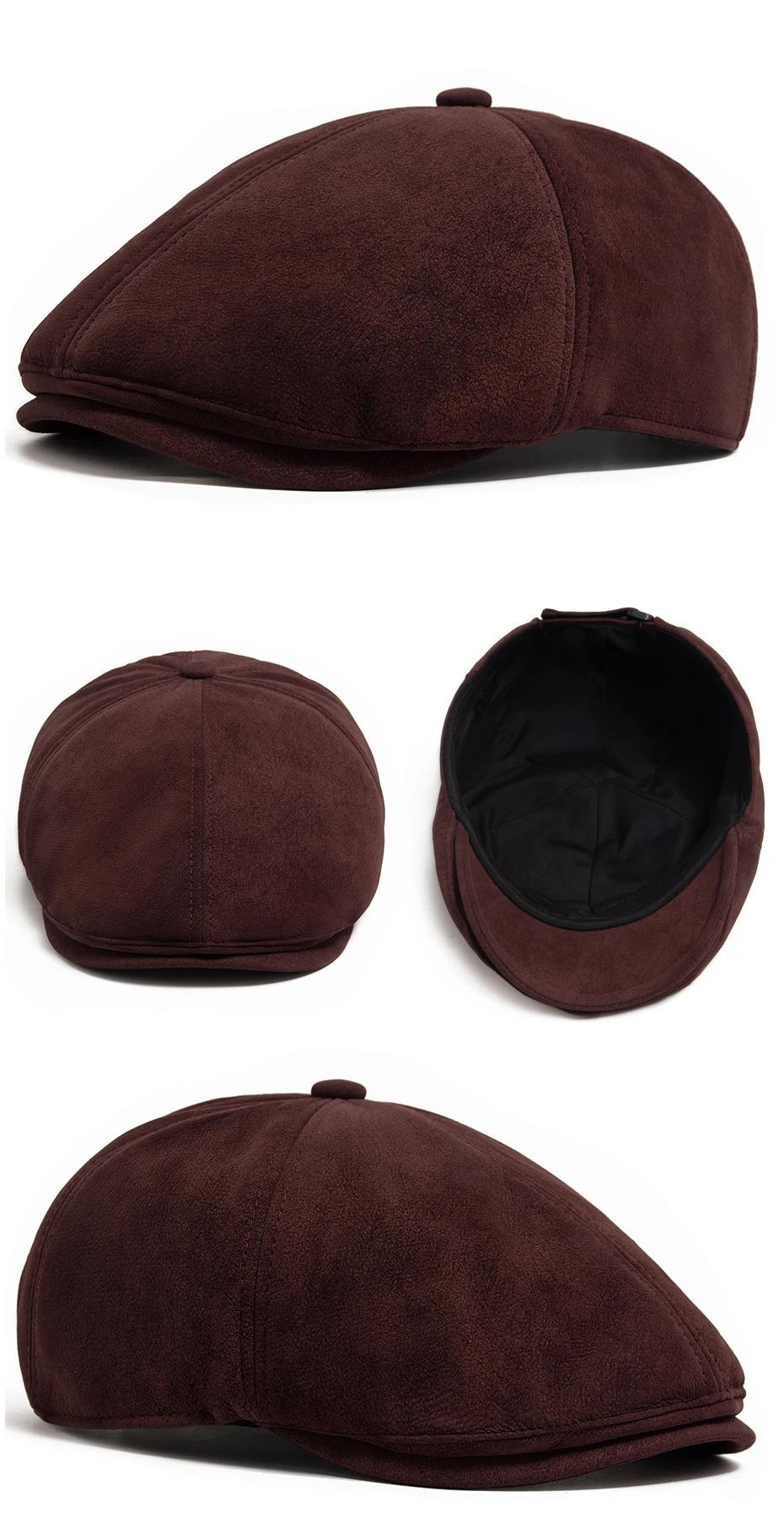 New PU Imitation leather Newsboy Cap Fashion Vintage Men Women Berets For Spring Autumn Visor Flat Hat Casual Retro Hip Hop Caps