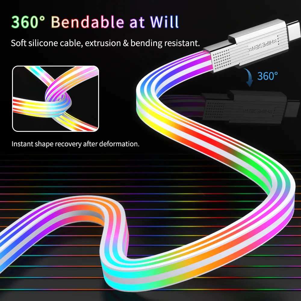 Portable Quick Charge Charger with 2-in-1 3.28ft Soft Silicone Square Cable - Type-C/USB-A Adapter, USB Data Sync, Durable Plug for Mobile Phones & Samsung Accessories, Usb Chargers, Adapter Chargers campingessentials