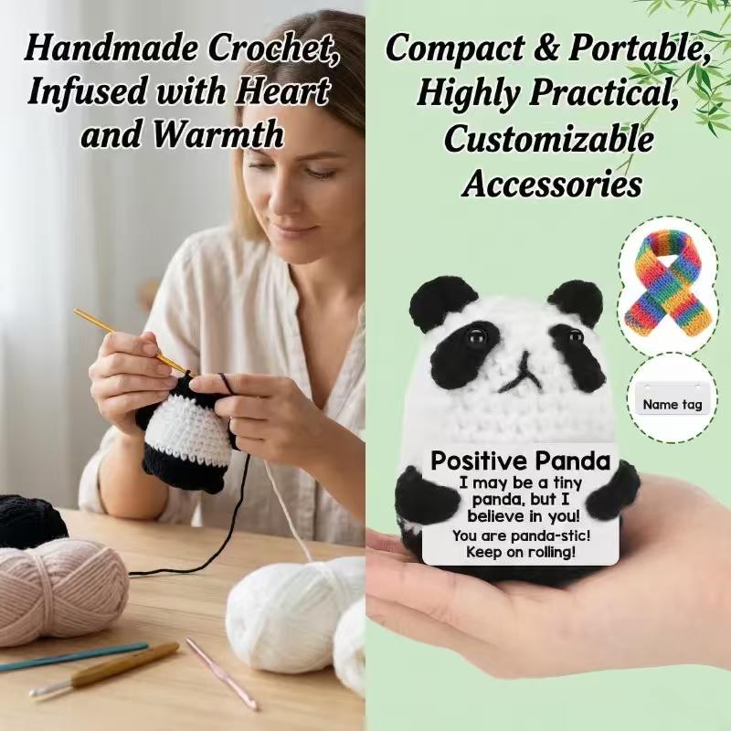 Handmade Crochet Panda Emotional Support Plush, Soft Mini Stuffed Animal, Cute Stress Relief Toy, Portable Desk & Home Decor Companion, Ideal Gifts for Women Men Teacher, Birthday & Teacher Appreciation Presents, Easter Basket Stuffers & Egg Fillers