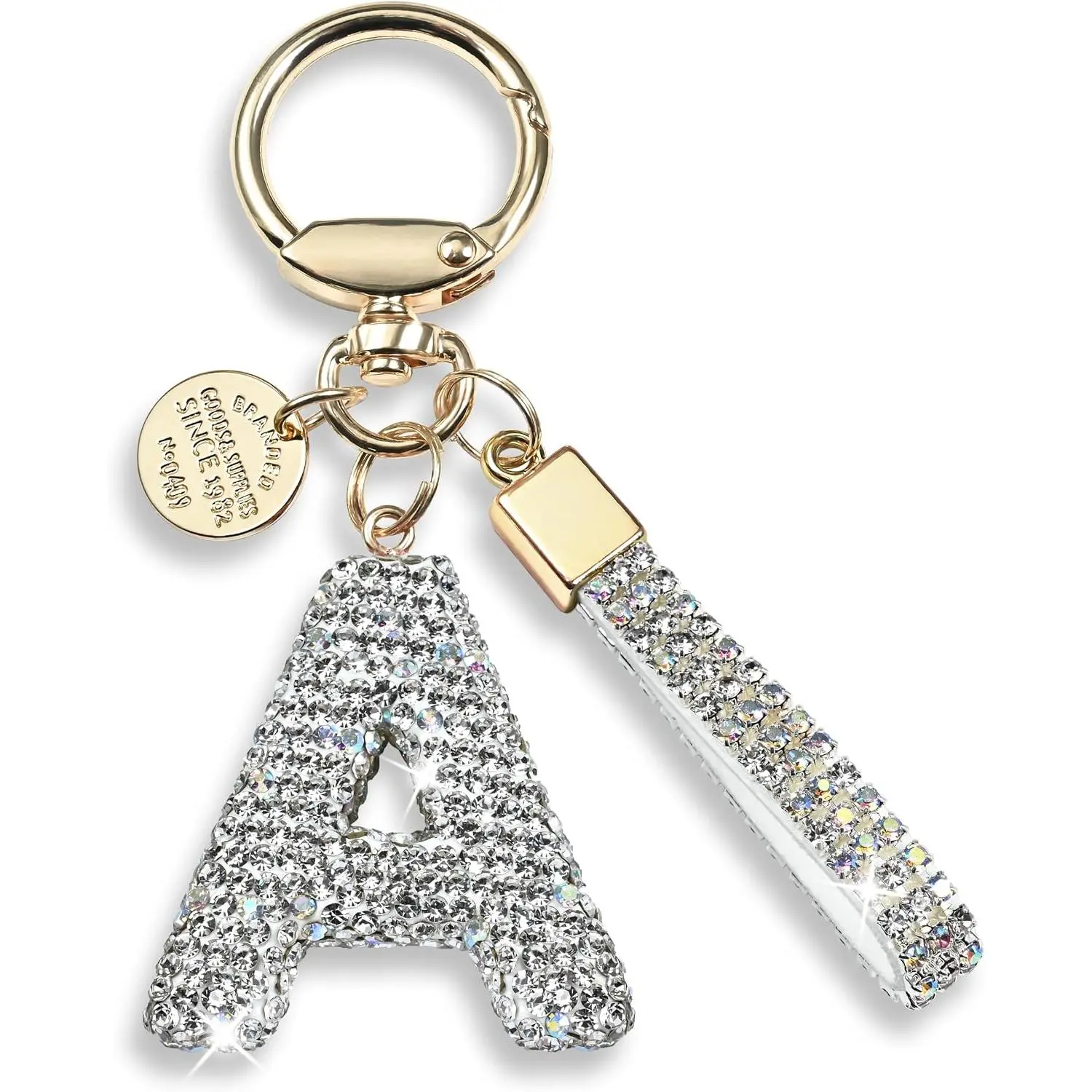 Pink Blue White Letter Keychain Gift for Girls Sparkly Cute Backpack Car Key Accessories Lanyard