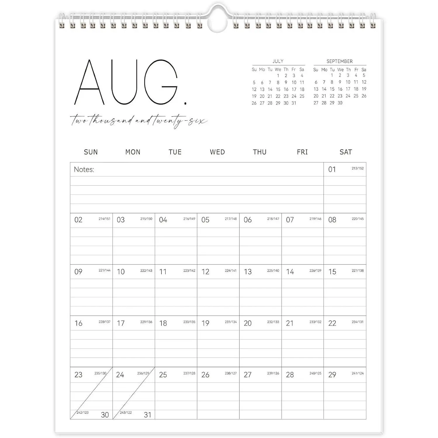 Wall Calendar 2026-2027, 19 Months Jun 2026 - Dec 2027, 14" x 11" | Vertical Monthly Planner with Notes Section & Julian Date for Office, School, Home - Easy Organizing