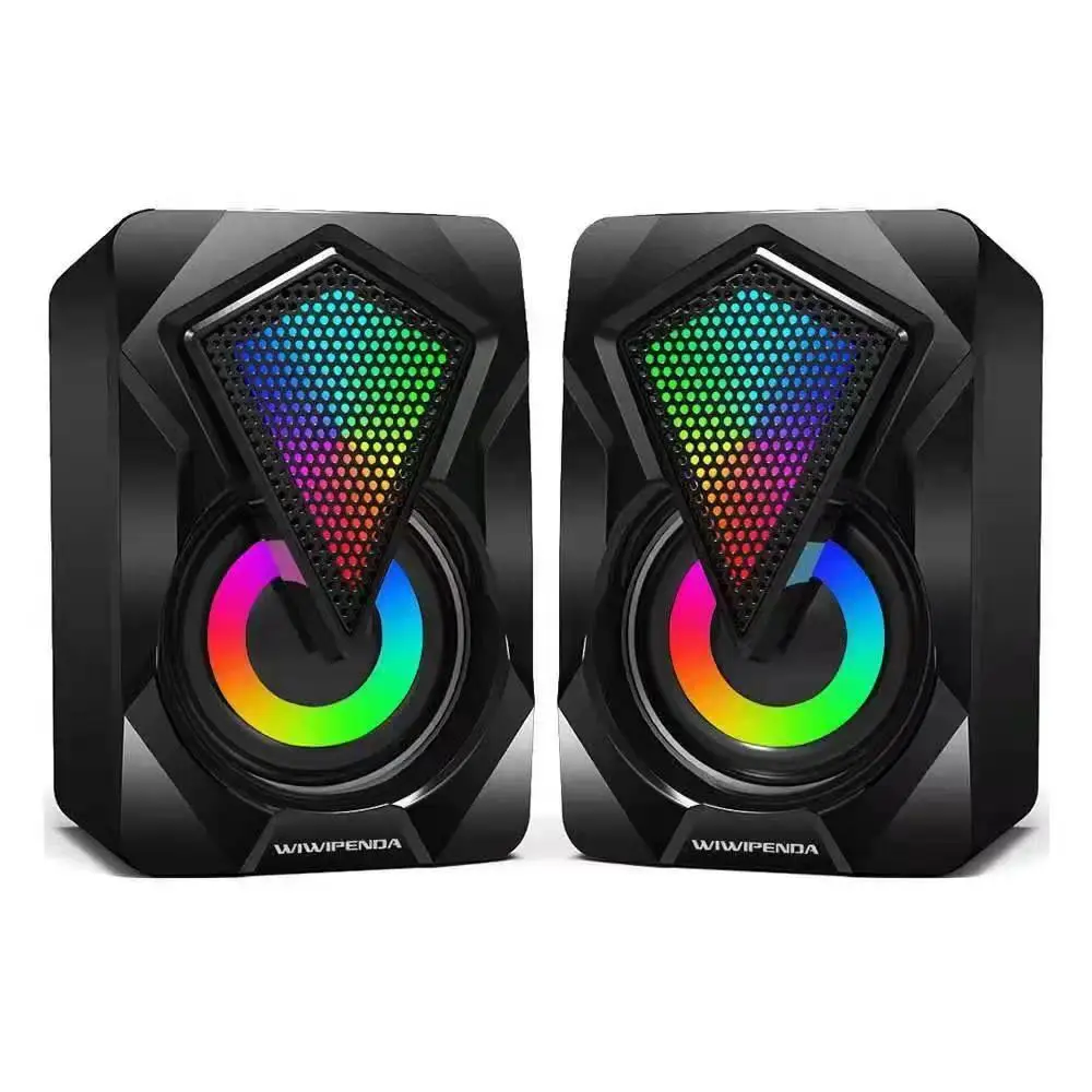 RGB Computer Speakers PC Sound Box HIFI Stereo USB Wired 3.5mm Audio Interface with LED Light For Desktop Computer Projector