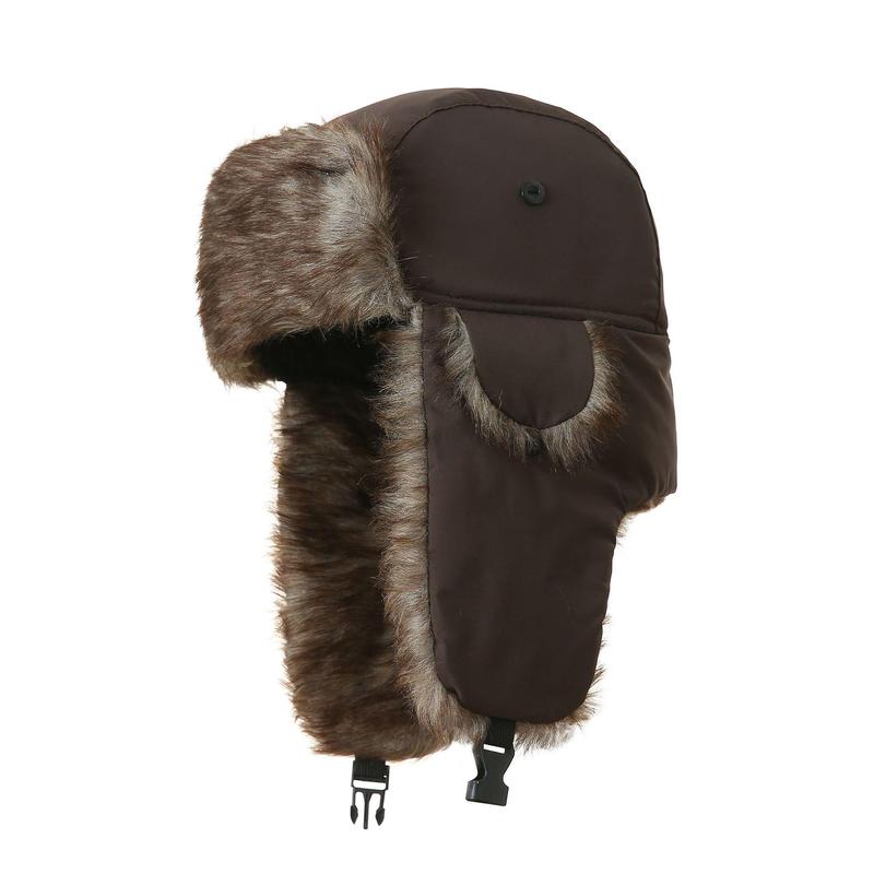 Heavy Duty Trapper Hat with Ear Flaps - Windproof Winter Hat for Men Women, Faux Fur Lined Ski Snow Hat for Hiking/Commute