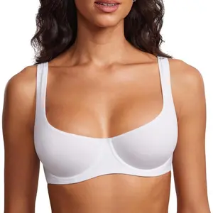 Women's Unlined Balconette Bra Underwire Supportive Plus Size Smooth Scoop Neck DD23NeonNode