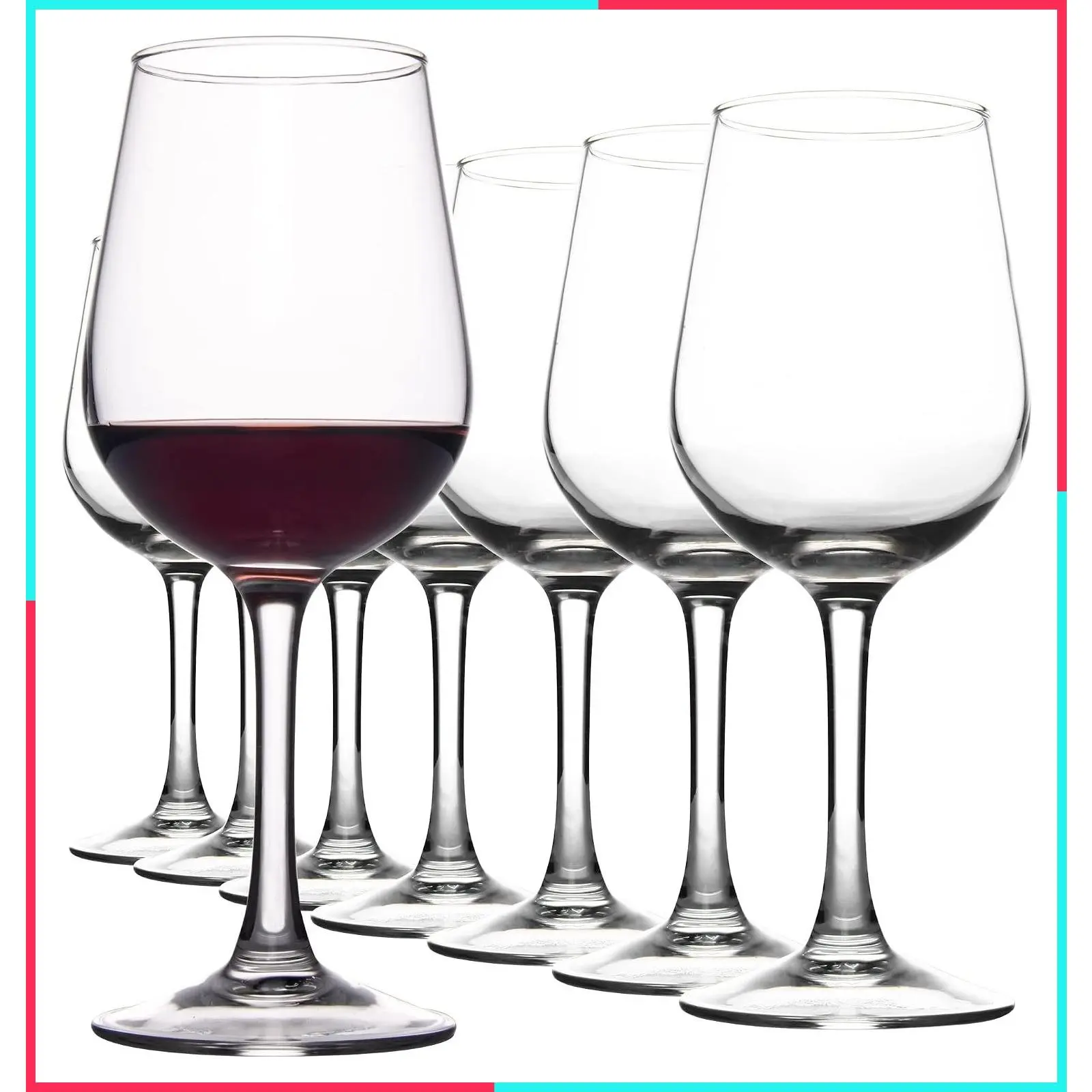 Fully Tempered Wine Glasses Set of 8, 15.5 oz – Shock Resistant Stem Glasses for Red or White Wine, Dishwasher Safe for Restaurants, Bars & Home