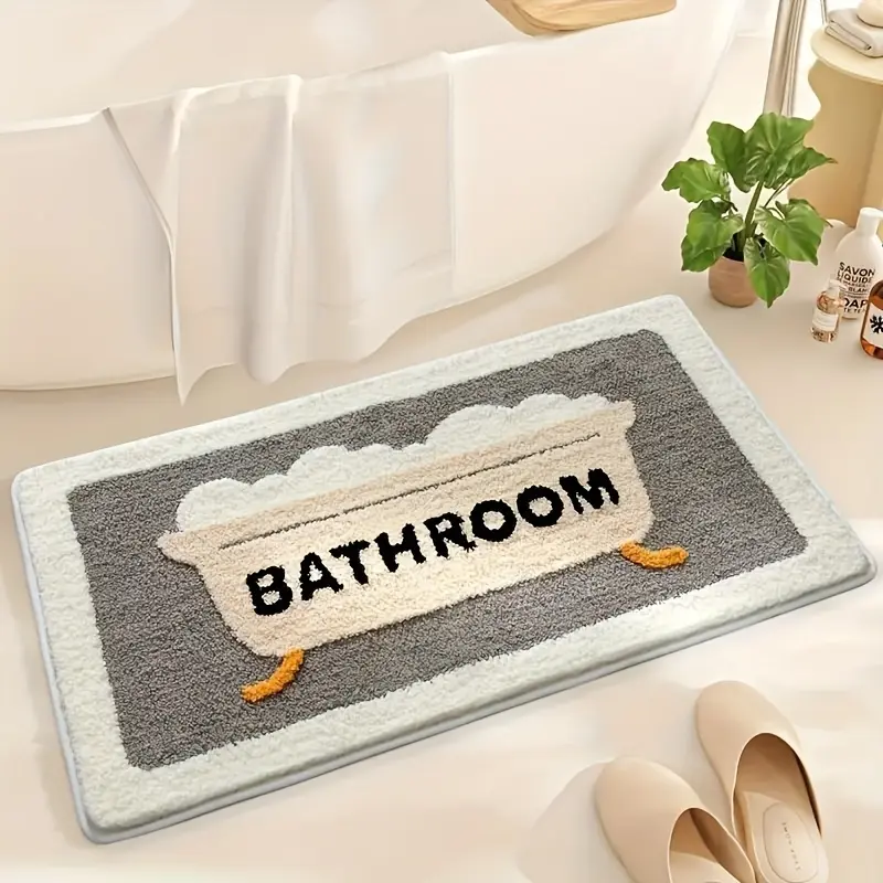 Super Water Absorbent Quick Dry Thick Polyester Bath Rug, Non-Slip Entry Doormat, All Season Universal Household Floor Mat