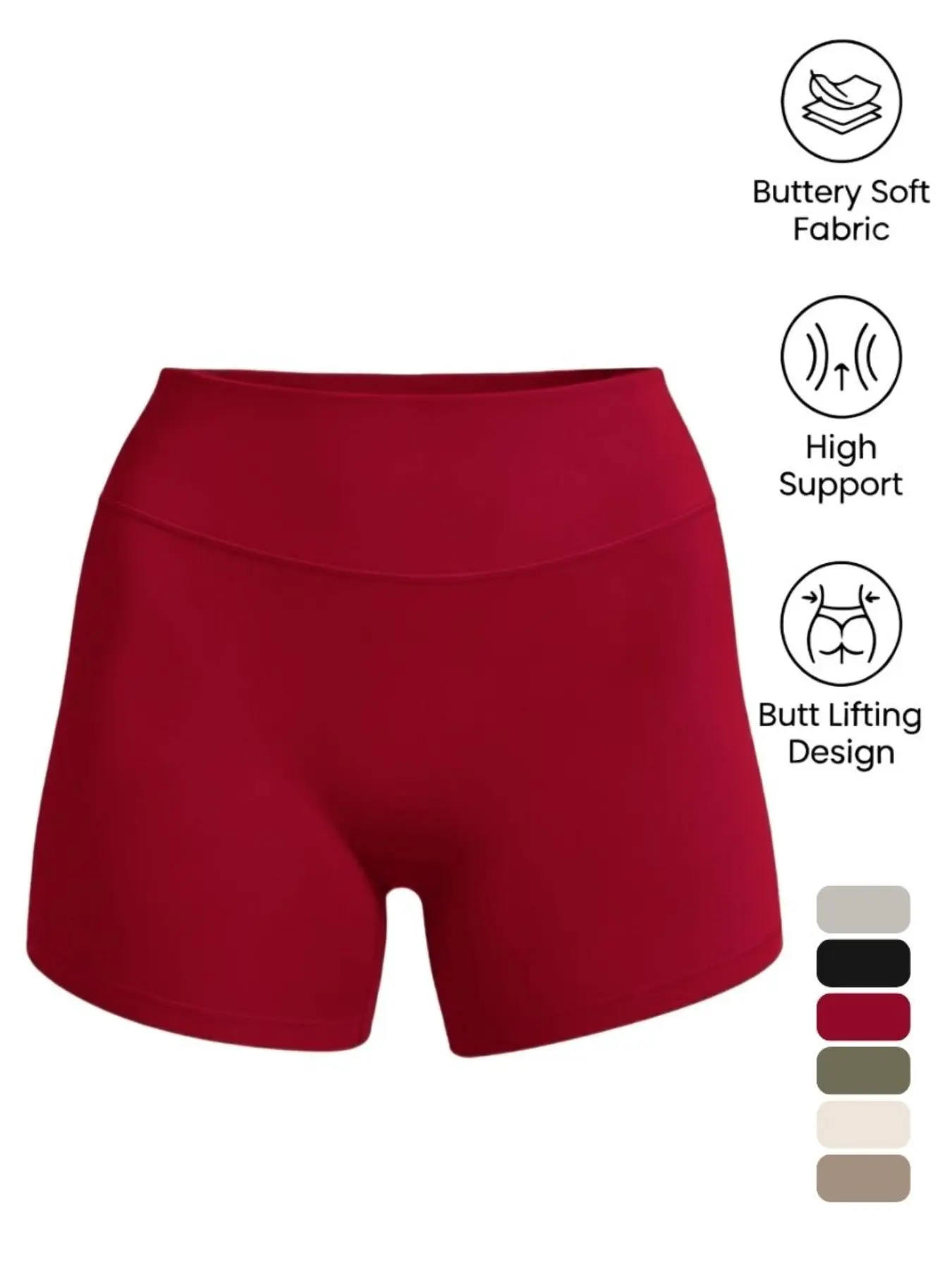 Women's High Waist Butt Lifting Biker Shorts, Buttery Soft Nude Fabric, High Stretch Seamless Workout Shorts, Yoga Running Pilates Loungewear, Stretchy Athletic Shorts