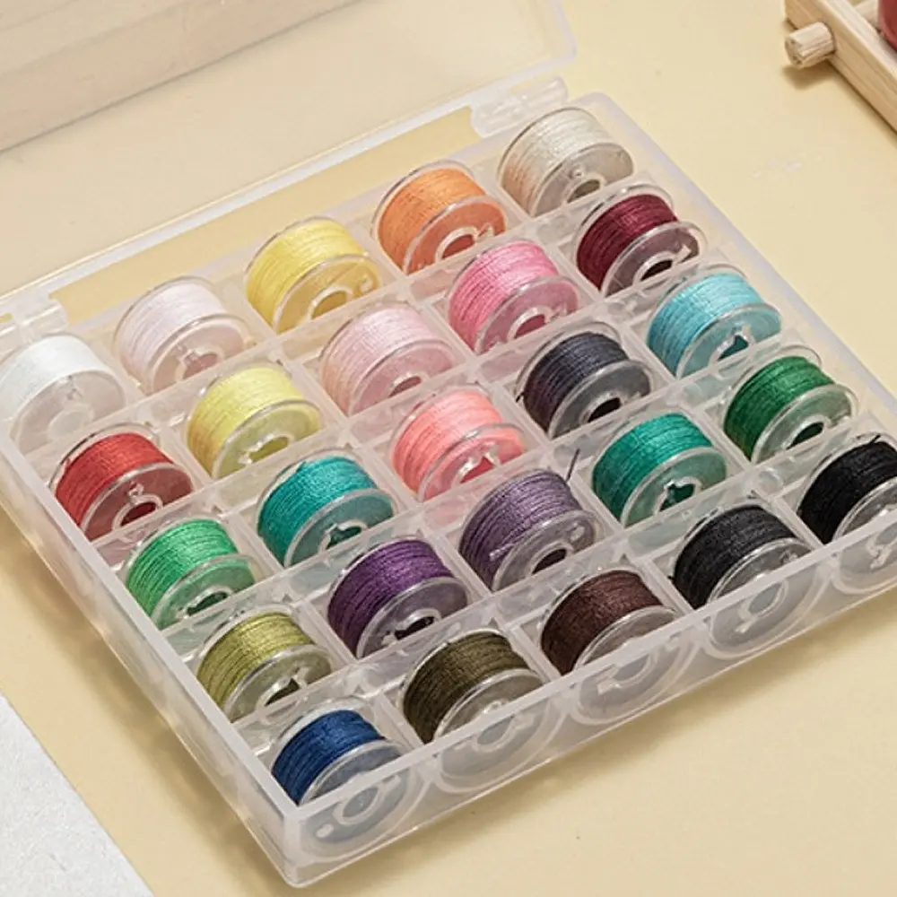 25/36 Grid Plastic Bobbin with Thread, Sewing Machine Bottom Thread, DIY Embroidery Kit, Sewing Machine Spool, Handmade Craft Supplies, Sewing Products