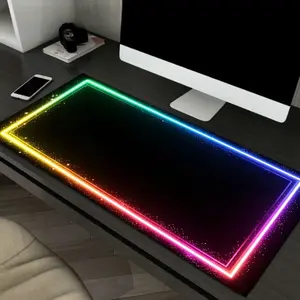 Silica Gel Mouse Pad, Gradient Neon Border, Anti-Slip Rubber Base, Ideal for Gamers, Office, School, Durable and Washable, Perfect Gift