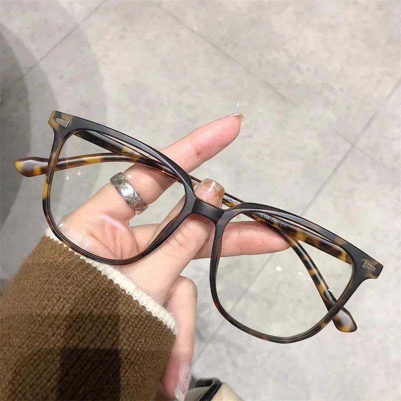 Anti Blue Light Ladies Square Myopia Glasses Ultralight Clear Transparent Computer Nearsighted Eyeglasses with Diopter 0 To -4.0