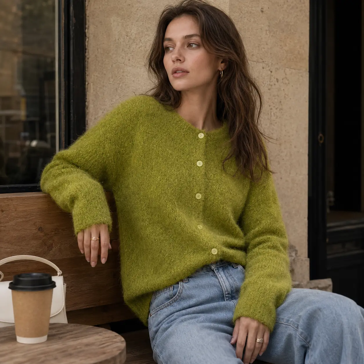 Women’s Soft Fuzzy Cardigan Round Neck Button Down Knit Sweater Long Sleeve Relaxed Fit Cozy Top Casual Chic Fall Winter Everyday Layering Cardigan