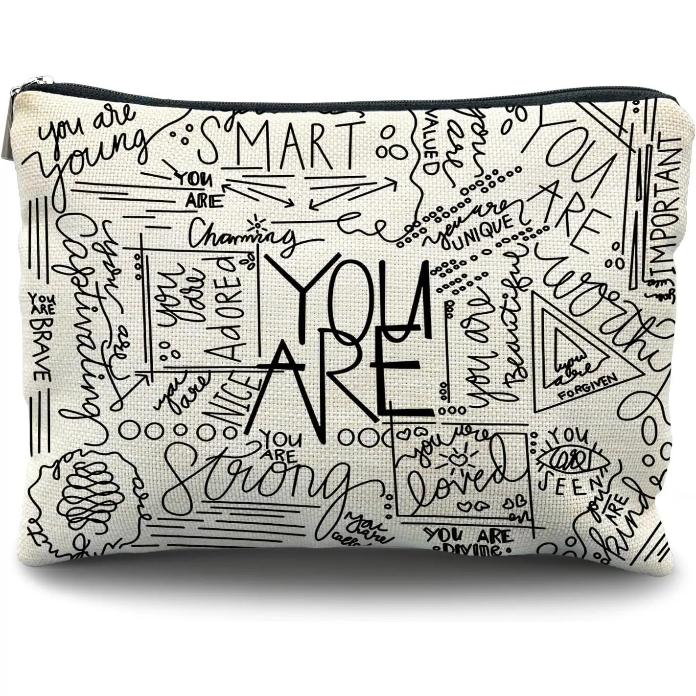 Inspirational Canvas Makeup Bag for Teen, Mental Health Gifts for Teen Girls, Inspirational Gifts for Women