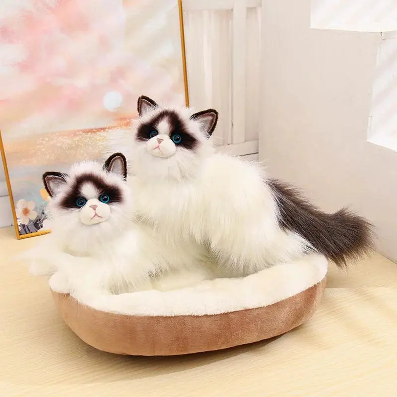 Simulation Ragdoll Cat Plush Toys Cute Stuffed Animal Realistic Kittey Dolls Baby Sleeping Pillow Soft Kids Toys for Girls Gift