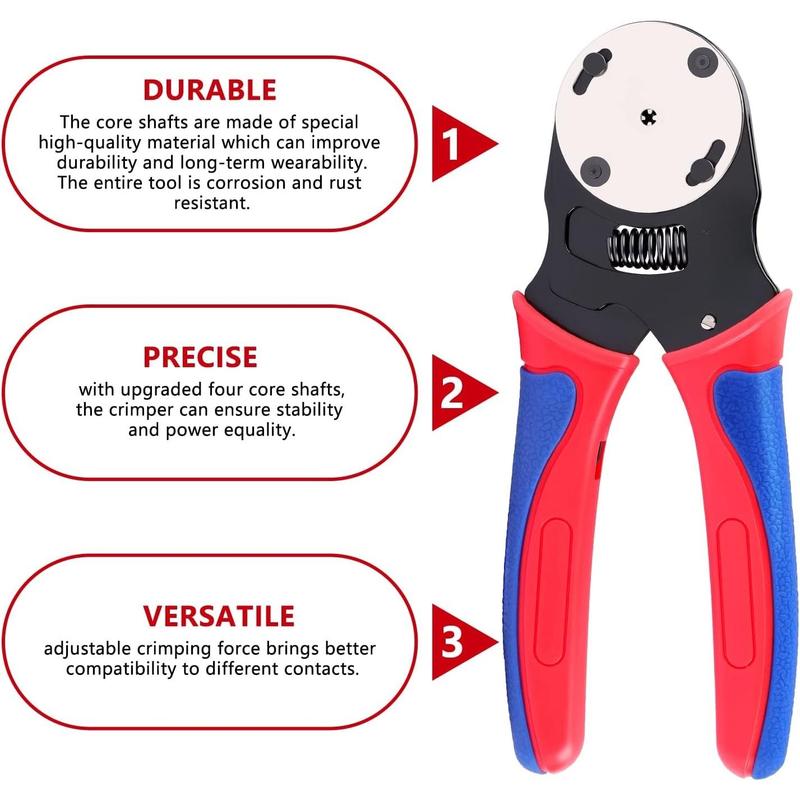 Deutsch Crimper, 4 Way Indent, 8 Impression Closed Barrel Crimper with Deutsch Crimp Tool for Deutsch Contacts - Gage 14, 16, 18 -  for Automotive Application