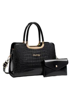 Elegant Mother-Daughter Set, Vintage Crocodile Pattern PU Leather Crossbody Bags, Fashionable Shoulder Purses, Adjustable Straps, All-Season Use