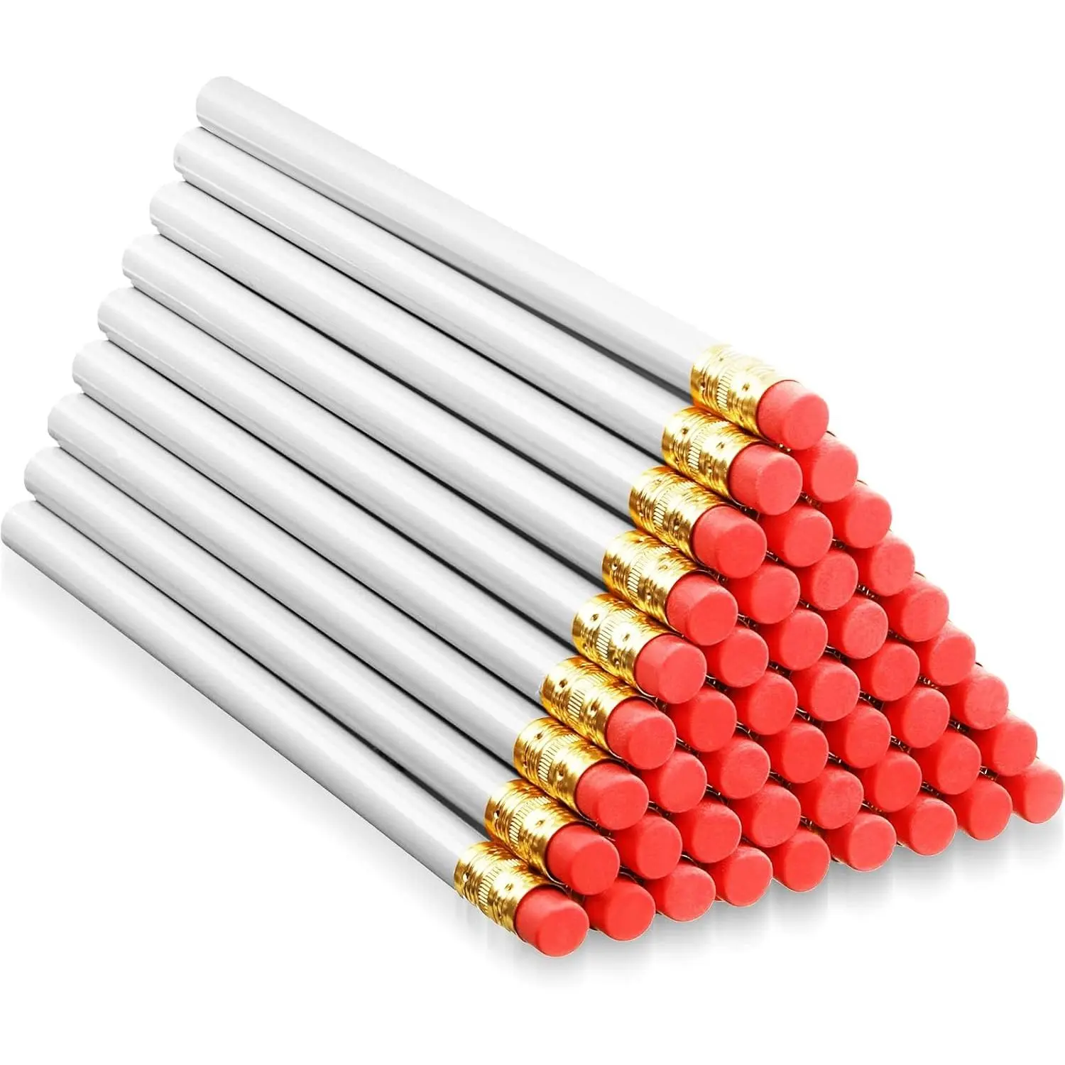 48 count  Pencil, Wooden Pencil with Black Core for Carpenters Construction Workers Woodworkers Framers Beginners Students Teachers DIY Project(White,Round)