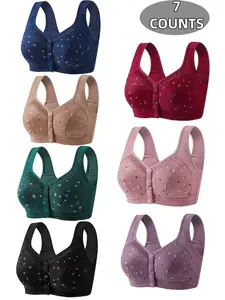 Women's Wireless Elegant Lace Floral Bra Set, Comfortable Breathable Push-Up Bras, Medium Support, Full Coverage, All Seasons