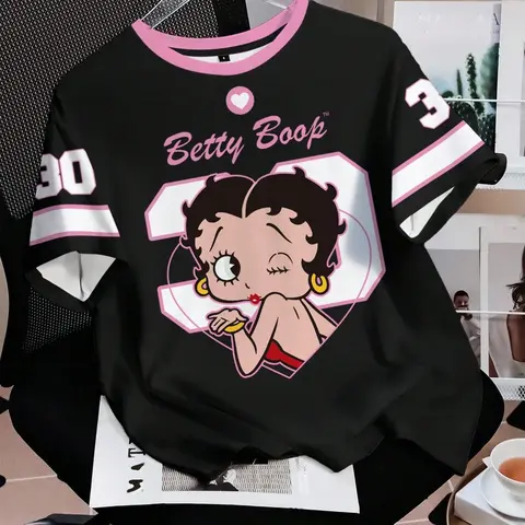 Women's Vintage Cartoon Graphic T Shirt Fit Preppy Streetwear Short Sleeve Casual Top