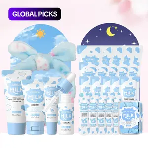 Sakura & Milk Skincare Set  for Teens, 1 Set Day & Night Skincare Kit, Moisturizing & Gentle Milk Skin Care for Teens Girls , Face Care Kit, Bulk Birthday Gifts, Daughter Gifts,   Skincare, Rejuvenating Sets Toiletries Kit Cosmetic