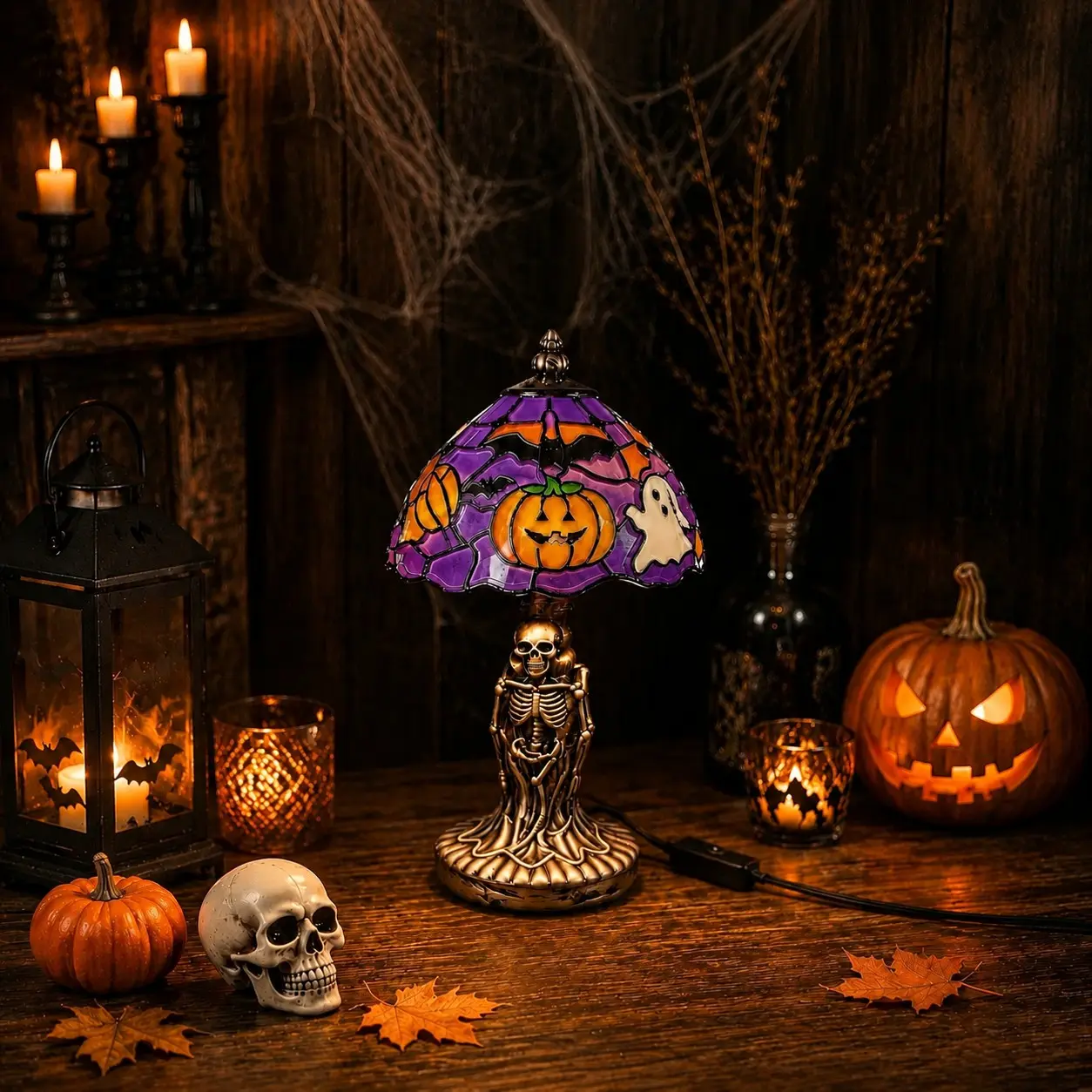 Halloween Skull Night Light, Spooky Pumpkin Ghost Lamp, 3D Glow Halloween Decoration, Gothic Home Decor, Table Lamp for Bedroom, Living Room, Party & Halloween Gift, Decorative Night Light, Decorative Ambient Lamp