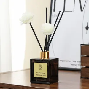 Fireless Reed Diffuser for Home, Long-Lasting Scent, Sleep Aid, Odor Eliminator, Glass Bottle, Elegant Artificial Flower, Natural Essential Oil