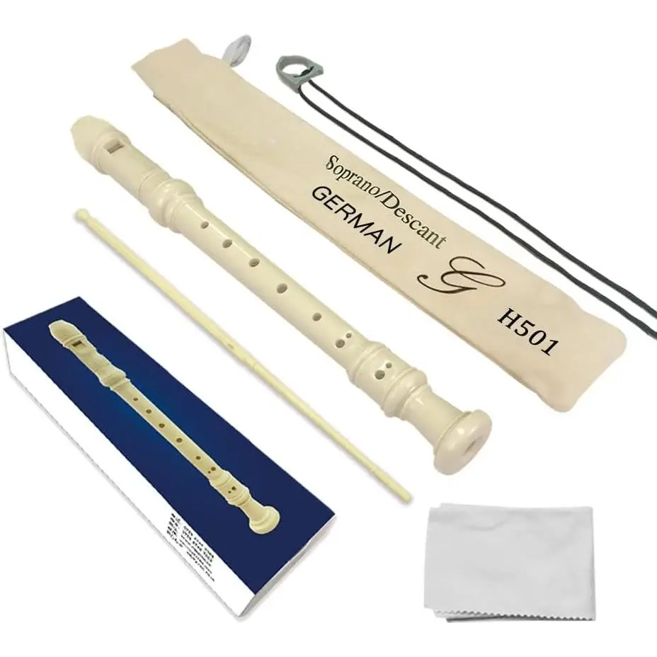 Soprano Recorder Baroque style  style C Key 8 Holes Soprano Recorder for Beginners  students(,  white)