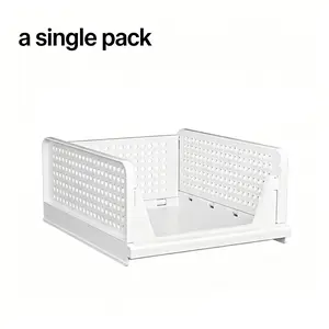 Stackable Closet Storage Basket, Multi-Functional Foldable Organizer, Space-Saving Drawer for Bathroom Kitchen Laundry Closet