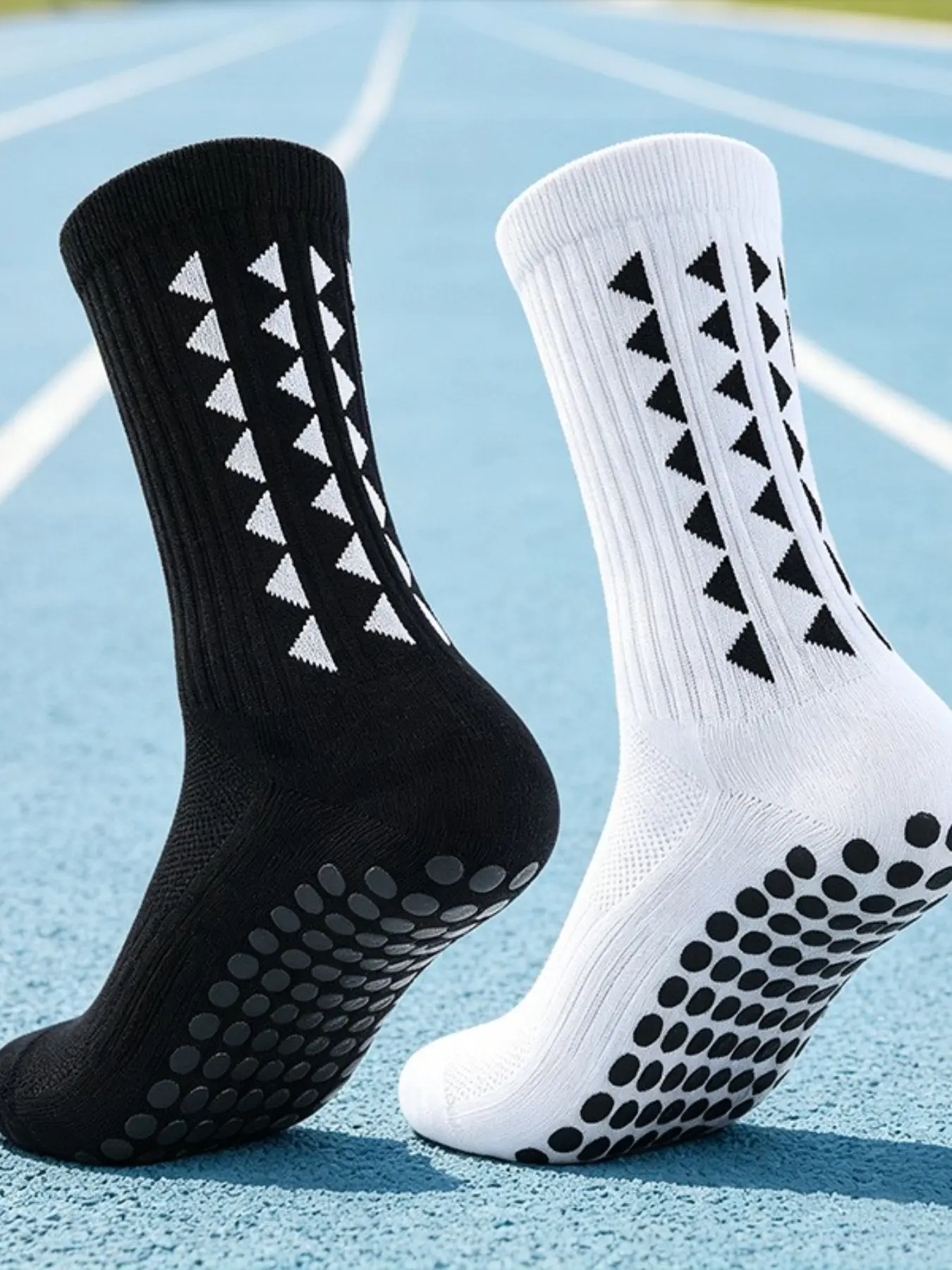 2 Pairs Dot Football Socks, Non-Slip Bottom, Crew Socks for All Ages, Hand Wash, Calf Height, Plain Surface